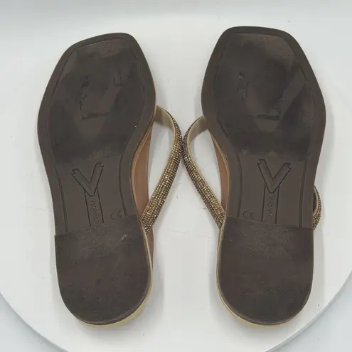 Vionic  Vista Shine Leather Sandal Gold Rhinestone Flip Flop Women’s Size 9 - Image 8