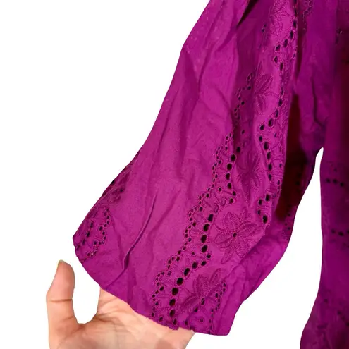 Sézane Sezane Elsa Blouse Eyelet Embroidered Ruffled Openwork in Purple Violet sz36/US4
