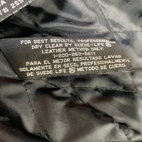 Vintage Genuine Leather Jacket Longline Layered Full Front Zipper Womens Medium Black