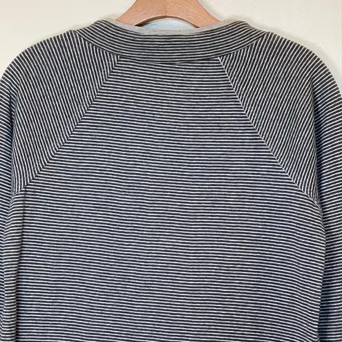Soft Surroundings Gray Mandarin Collar Striped Tunic With Pockets Size XS
