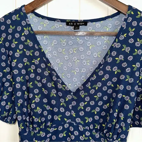 As You Wish , navy floral, A-line dress juniors large