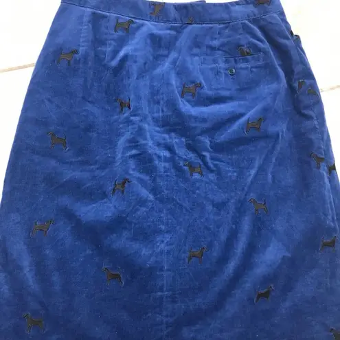 Lilly Pulitzer  Vintage Corduroy Embroidered Dogs Fabulous Skirt Size 8 Blue dogs