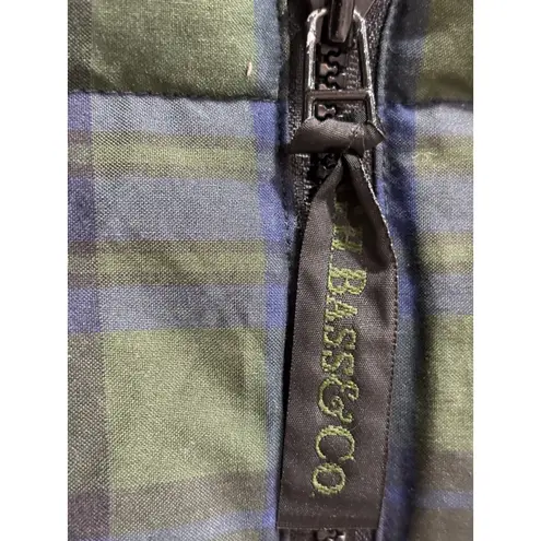 F32. Duck Down G.H. Bass & Co. Plaid Puffer Vest L Green Blue Size L