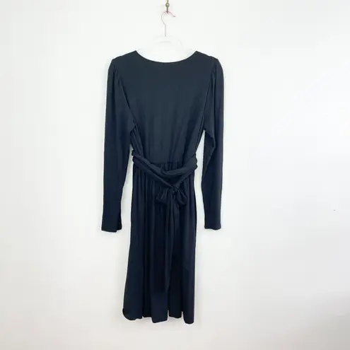 Rebecca Taylor Black V Neck Modal Midi Dress