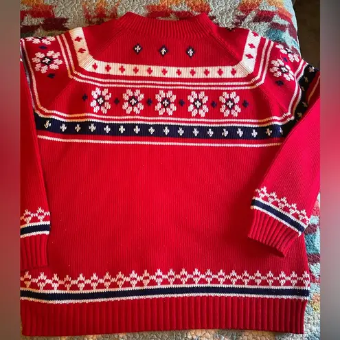VTG 70s Fair Isle JC Penney Sweater, Size XL Acrylic Red, White & Navy Blue Red