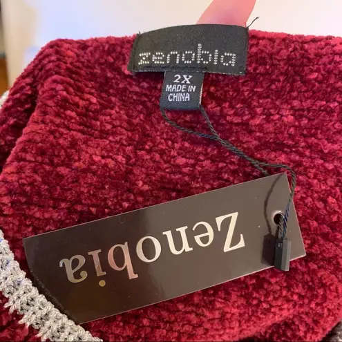 Zenobia Cold Shoulder Chenille Sweater Burgundy