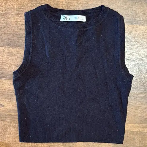 ZARA  Black Fitted Sleeveless Crop Tank Top
