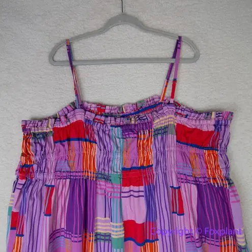 Eloquii Eloqui Shift Dress Smocked Bodice Empire Gathered Color Block Midi plus size 26