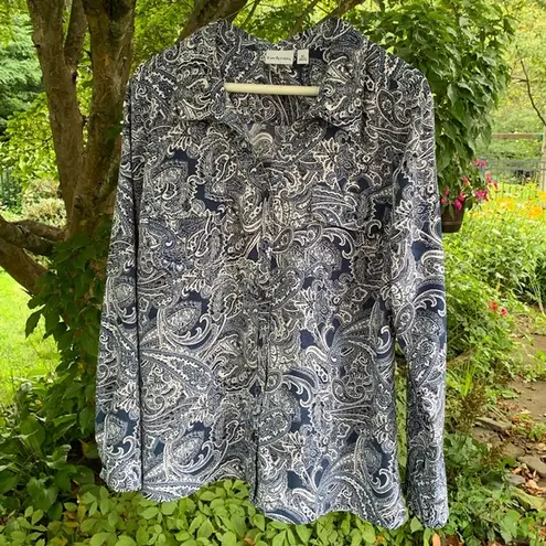 kim rogers  blue paisley, button-down shirt, XL