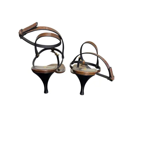 Saint Laurent NIB Cassandra 60mm Leather Sandals in Macadamia Brown Size 39.5