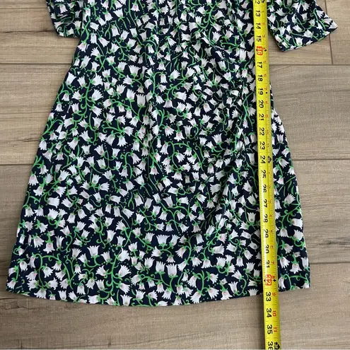 Lilly Pulitzer  Jeannie Blue Pink Green Floral Tulip Cinch Silk Cotton Dress M