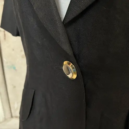 Max Mara Black Short Sleeve Linen Blazer