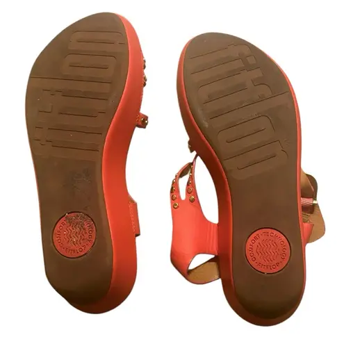 FitFlop Naia Rocketed Passion Red with Gold Studs Sandals