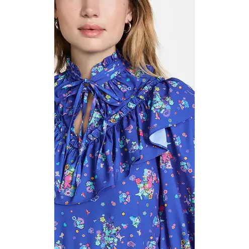 Andersson Bell Flower Bear Print Ruffle Dress Size XS Blue