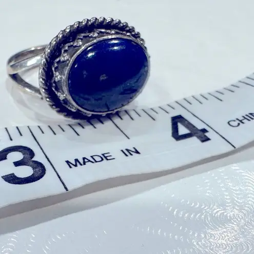 Vintage 925 Sterling Silver Ring Navajo Lapis Lazuli Grace & Gilo SZ. 6.25 RARE