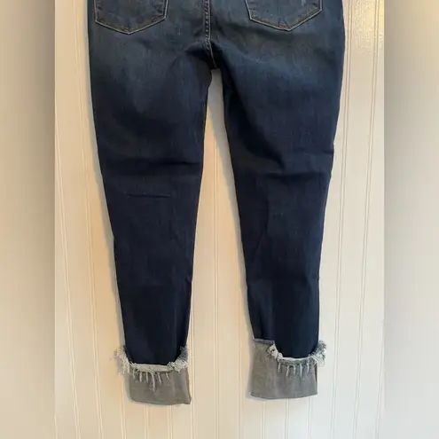 Judy Blue Mid Rise Skinny Fit Cuffed Raw Hem Dark Wash Denim Jeans Size 32 NWT