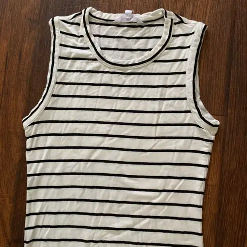 BB Dakota What's The Rouche Dress Size S, sleeveless, Striped White/black