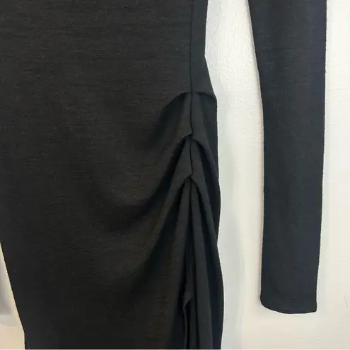 Wilfred Free Aritzia Black Long Sleeve Wrap Ruched Midi Dress Size Small