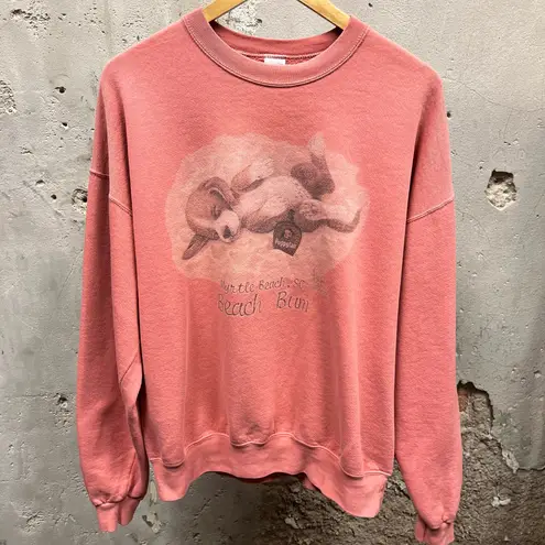 Vintage 90s Pink Dog Myrtle Beach Bum Crewneck Sweatshirt USA Made XL Unisex