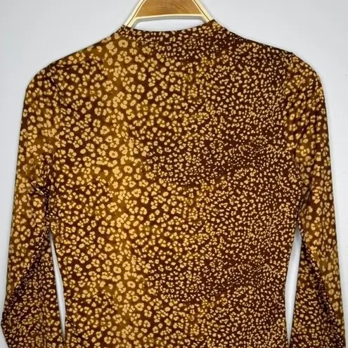 Ulla Johnson Dione Rash Guard Top Size XS Brown Lynx Print Zip Front Swim Shirt