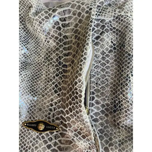Elliott Lucca Sintra Leather Hobo Bag Exotic Snakeprint Gray/Taupe Gray