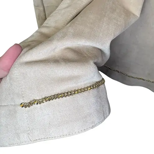 Gretchen Scott Women's Coat Faux Suede Gold Accents Pockets Size 14 NWT Tan