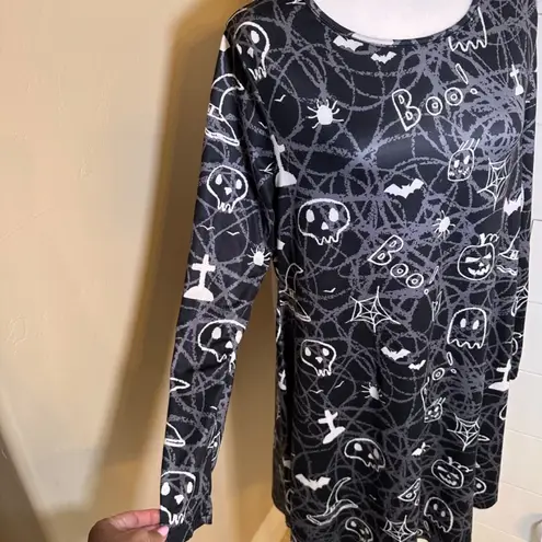 FancyQube Black Halloween tunic long sleeve midi dress