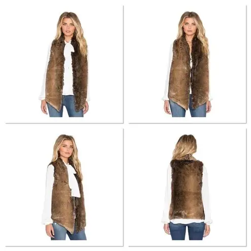 Yumi Kim Revolve Cuddle Me Chic Faux Fur Vest Caramel Brown Women Size Small New