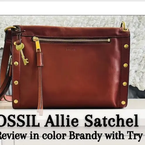 Fossil Women’s Allie Leather Satchel Bag Wine or Brandy