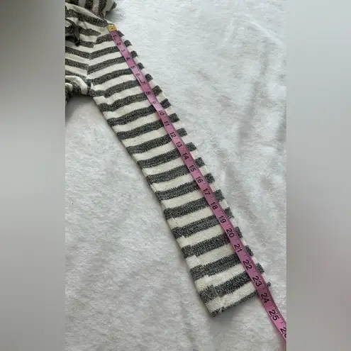 Fifteen Twenty  Gray and White Striped Lace Up Hoodie Sweater