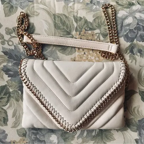 Sondra Roberts Squared White/Gold Crossbody Bag