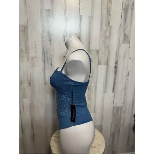 Haute Monde  denim rhinestone bodysuit