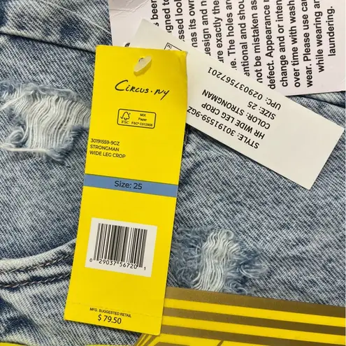 NWT CIRCUS NY High Waist Wide Leg Crop Jeans Size 25 in StrongMan Acid Wash Blue