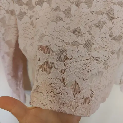 International Concepts INC Size Medium Cotton Nylon Lace Deep V Cut Pink Sheer