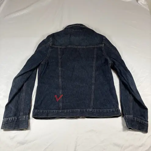 Volcom Vintage Y2K ‎ Denim Trucker Jacket Womens Size Large Blue Dark Wash Grunge