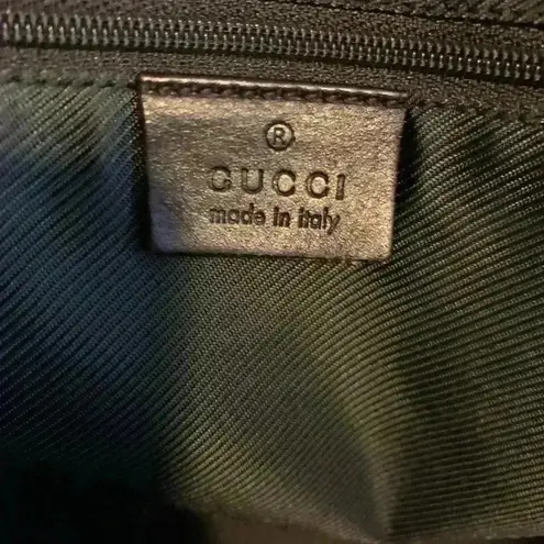 Gucci  Vintage Tote Bag Canvas Leather Horsebit Logo  Pattern Beige and Brown.