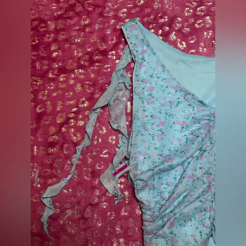 Lush Clothing New LUSH 90s Frill Detail Mesh Lined Blue Pink Feminine Mini Rose Tank Top LG