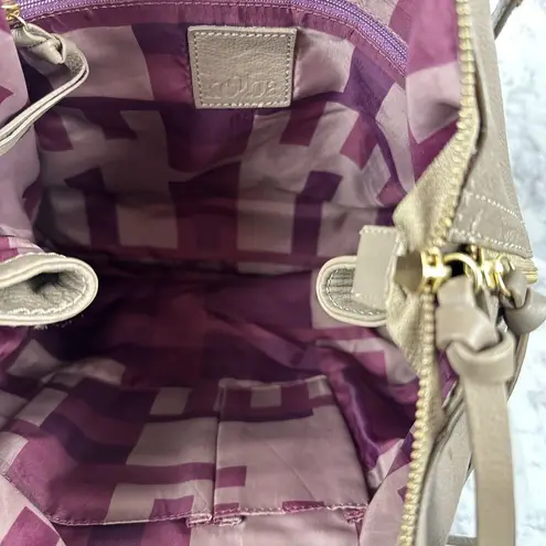 Kooba Womens Pebbled Leather Large Tote Bag Purse Brown Gray Taupe Outer Pocket