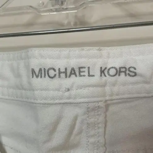 Michael Kors  White Skinny Leg Pant Jeans Bedazzled Butt Minimal Classic