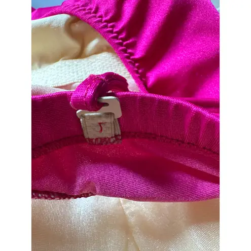 Vintage Jacobson's Swimsuit One Piece Striped Magenta White Antron Lycra Size 14 Red