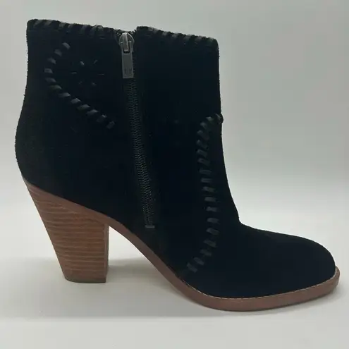 Ivanka Trump Black Suede Western Stitch Block Heel Ankle Boots Zip Size 9