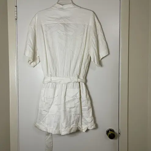 Frame  Arie Button-Up Utility Romper Shortall Jumpsuit Ivory Blanc Large $478 - Image 9