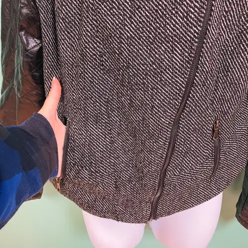 Route 66 Faux Leather Tweed Moto Jacket