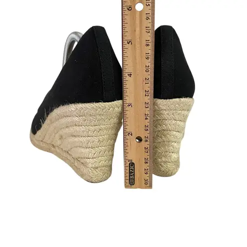 J.Crew  Canvas Espadrille Wedges Shoes 8 Black AL003 Closed Toe Slip-On