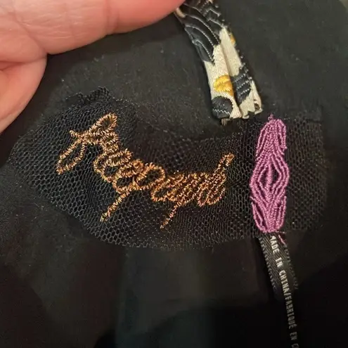 Free People  Queen of Hearts Black & Gold Brocade Mini Dress