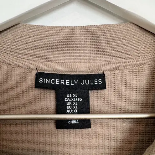 Sincerely Jules Ribbed Sleeveless Collared V-Neck Top Casual Preppy Beige XL