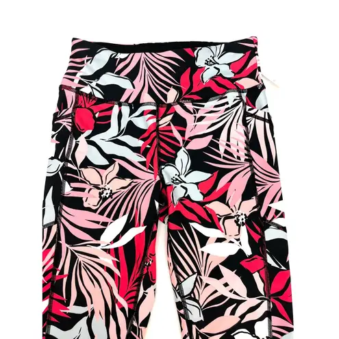 DKNY  Floral Print 7/8 Length Leggings with Coordinated Pink Tank XS NWT