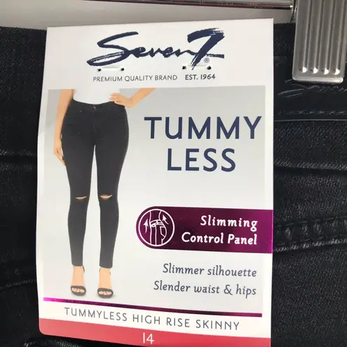 Seven7 Women's Tummy less Skinny High Rise Slimming Control Black Jeans