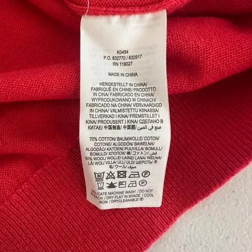 Boden Red Coral Ruffle Trim Crew Neck Knit Sweater Wool Blend Women's 8