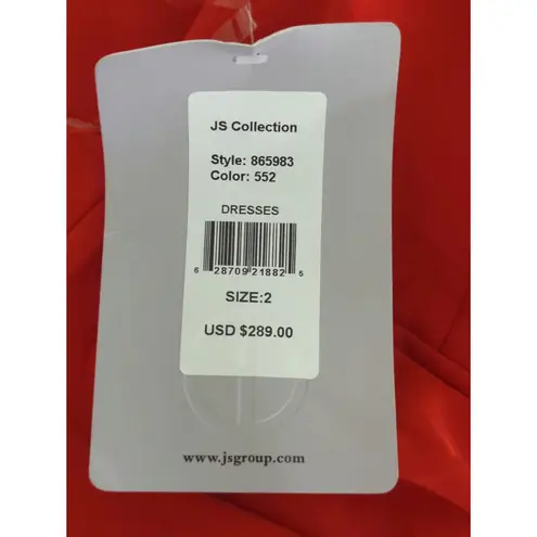 JS Collections Red Ruched Back V Neck Party Dress Women 2 NWT Valentine Holiday